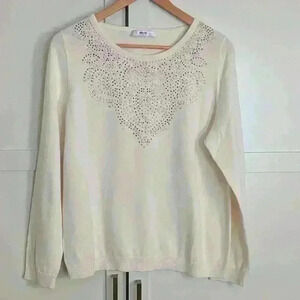 Alia Petites Women's Jeweled  Sweater